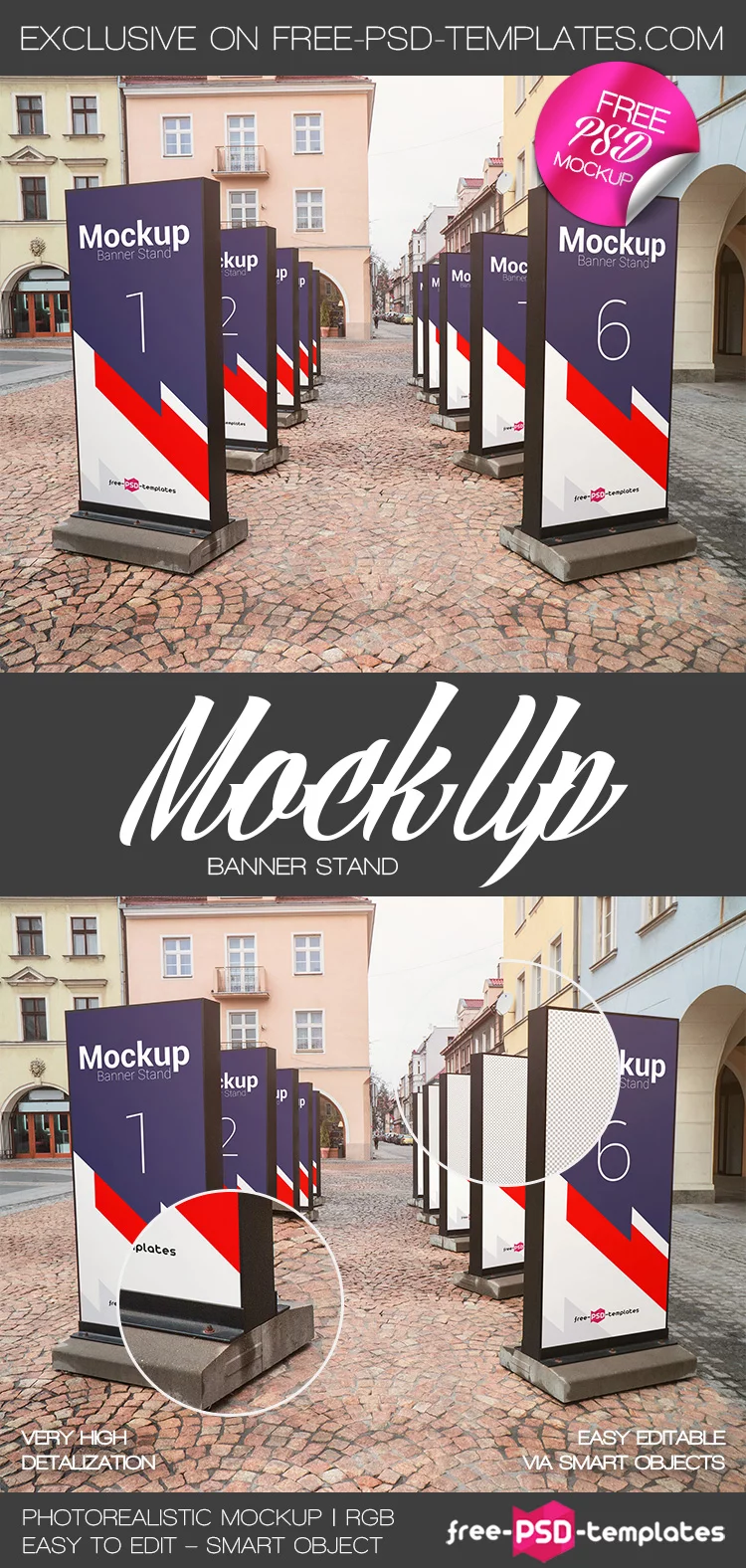 Free Banner Stand Mock-up in PSD