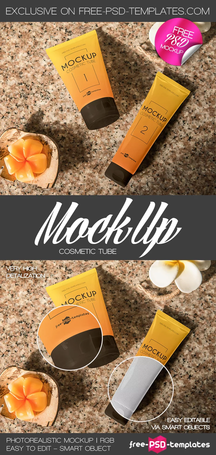 Free Cosmetic Tube Mock-up in PSD