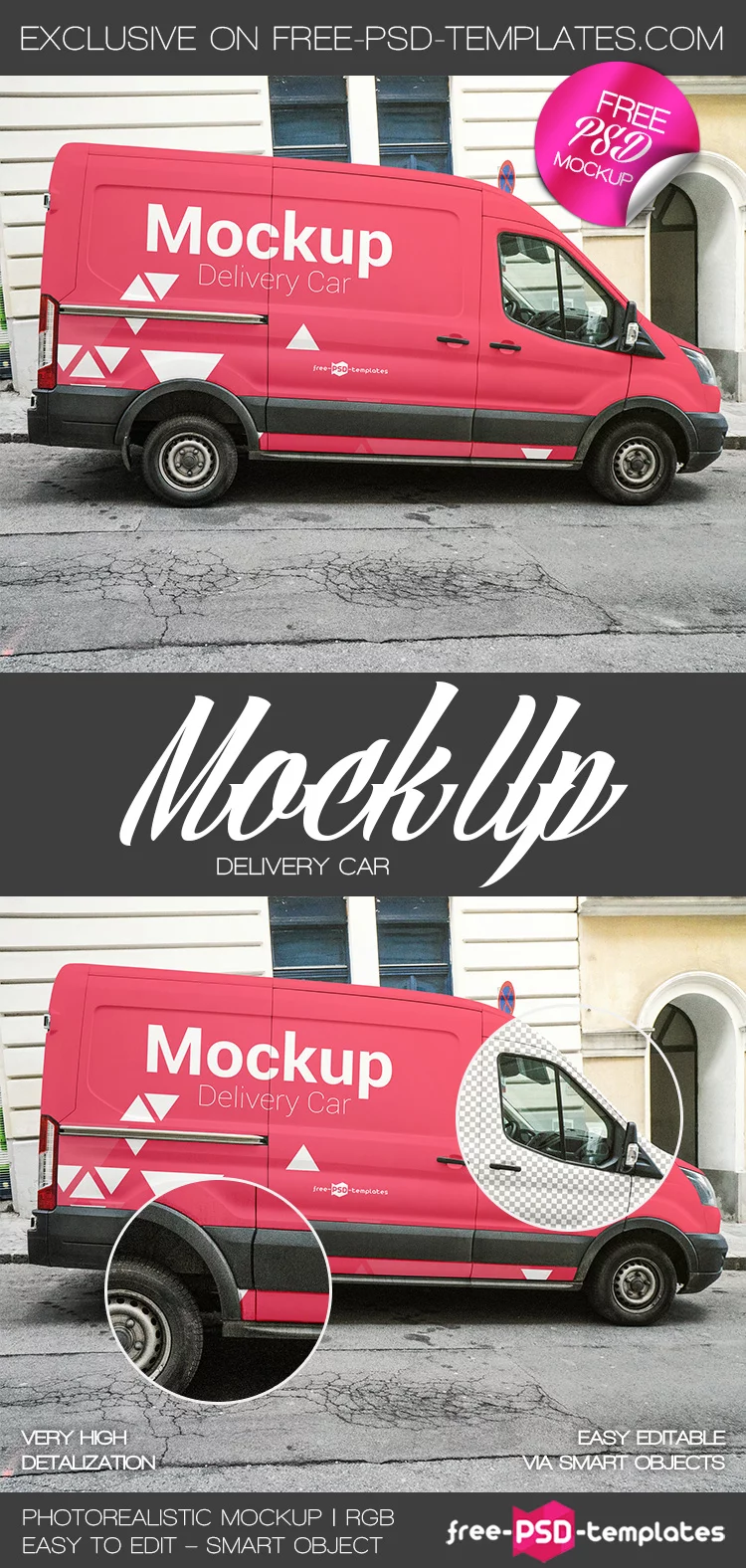 Free Delivery Car Mock-up in PSD