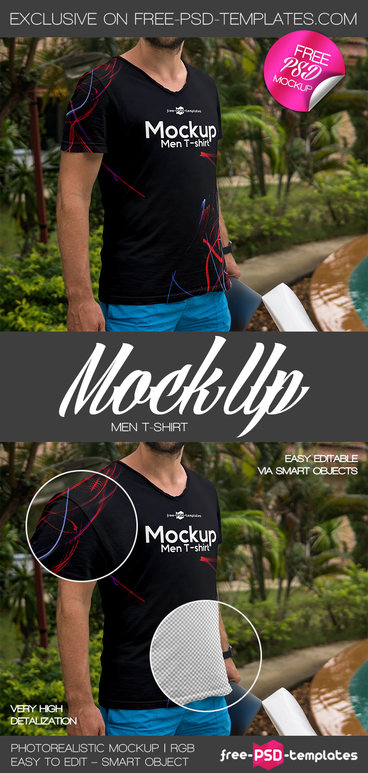 Download Free Men T-shirt Mock-up in PSD | Free PSD Templates