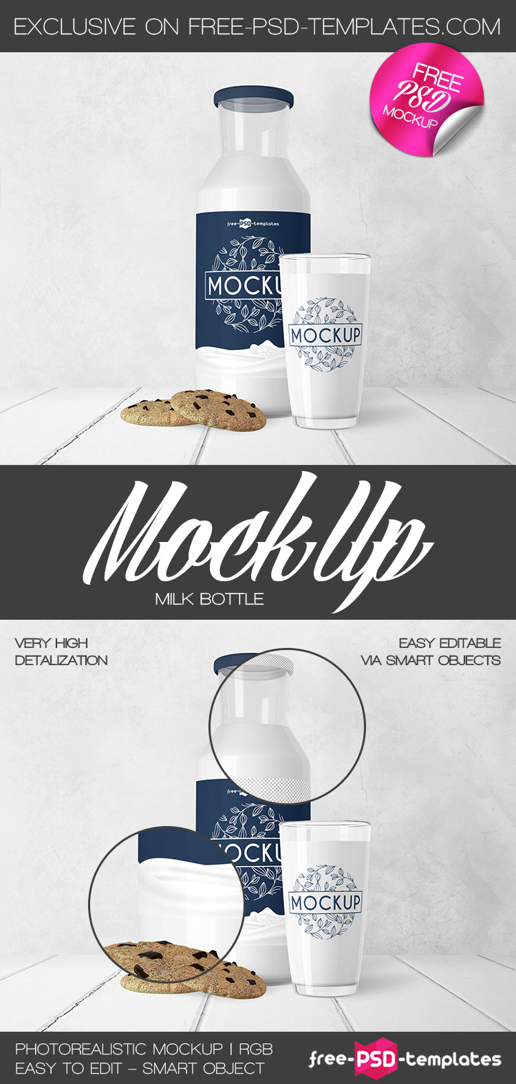 Download Free Milk Bottle Mock-up in PSD | Free PSD Templates