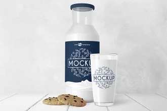 Free Milk Bottle Mock-up in PSD