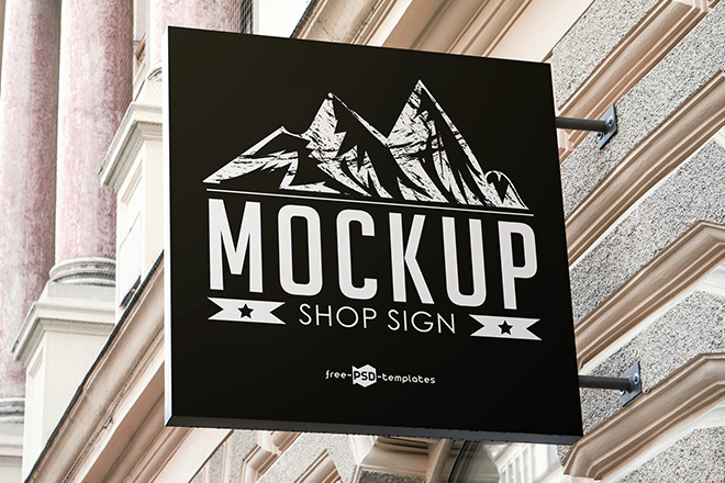 Download Free Shop Sign Mock Up In Psd Free Psd Templates