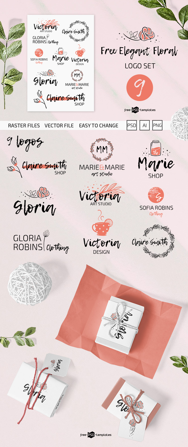 Download Free Elegant Floral Logo Set | Free PSD Templates