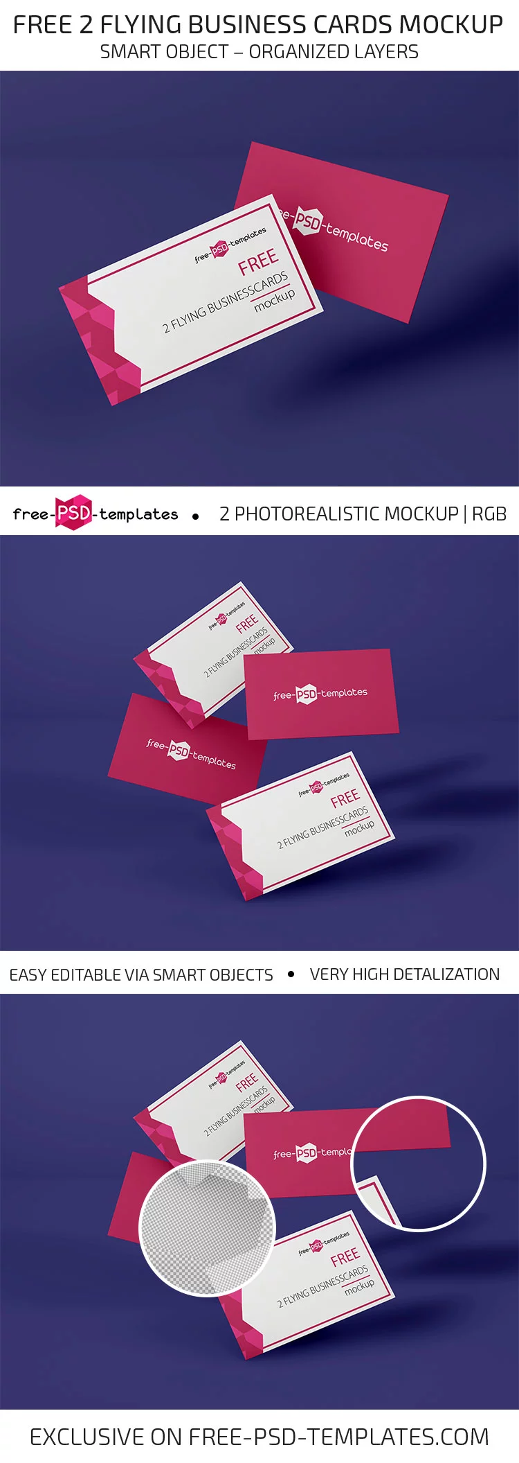 Free 2 Flying Business Cards Mockup