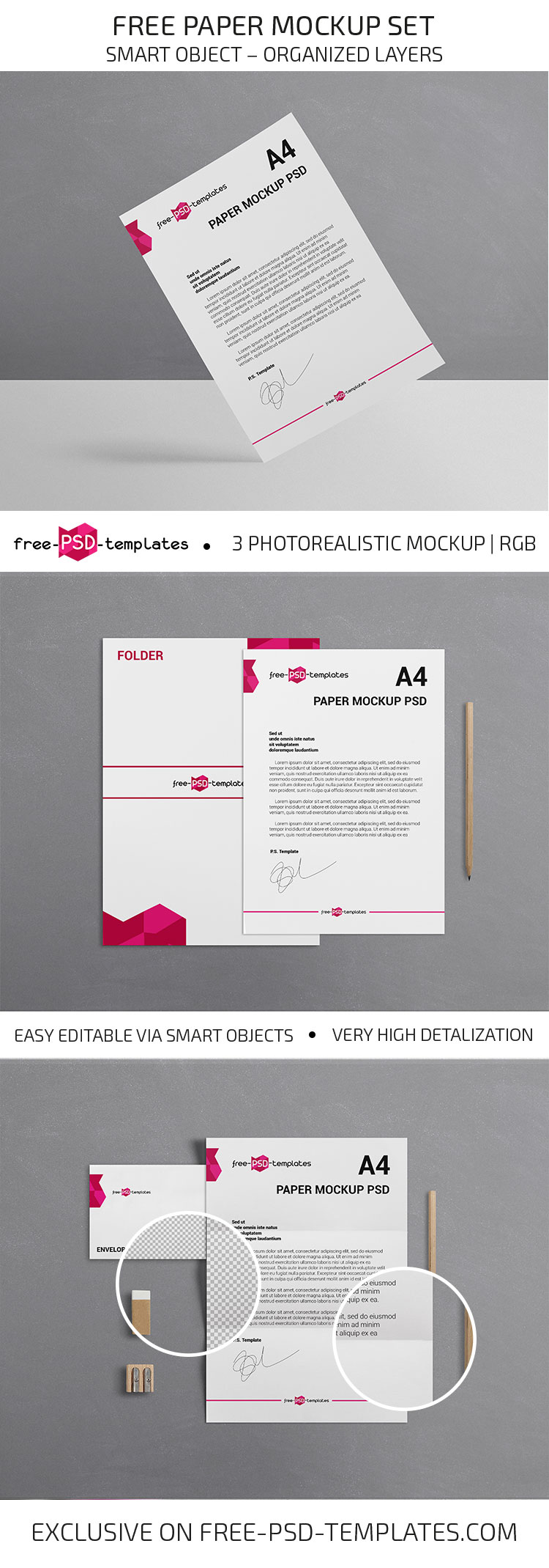 Download Free Paper Mockup Set Free Psd Templates