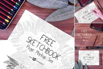 Free Sketchbook Page Mockup Set