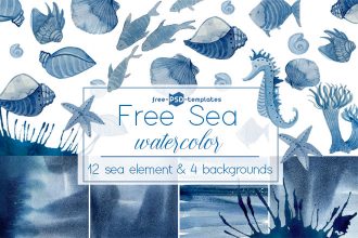 Free Sea Watercolor Set in PSD