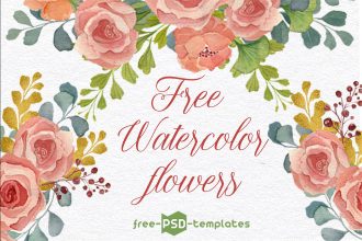 Free Watercolor Flowers elements in PSD and PNG