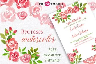 Free Watercolor Red Roses