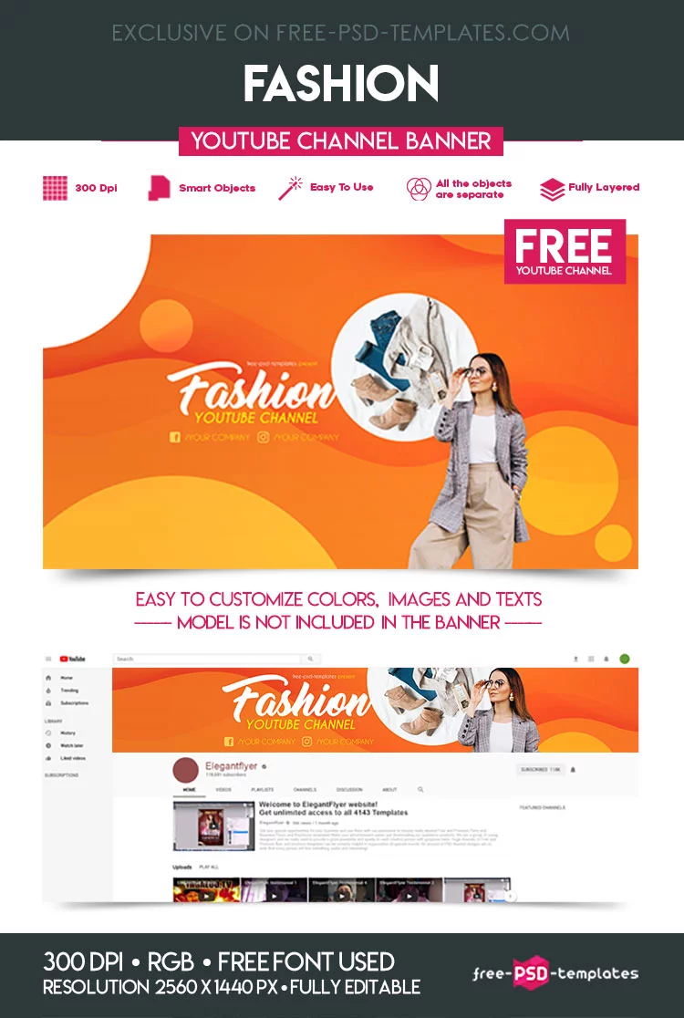 Free Fashion YouTube Channel Banner