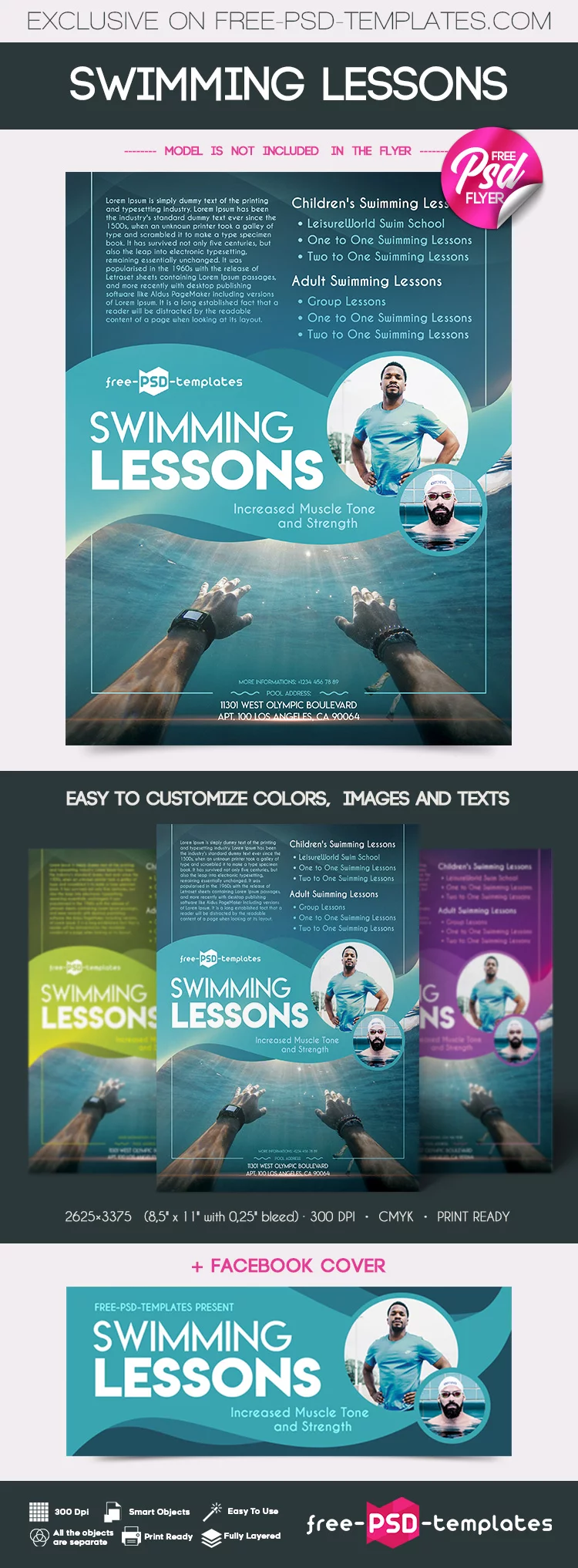 Free Swimming Lessons Flyer in PSD