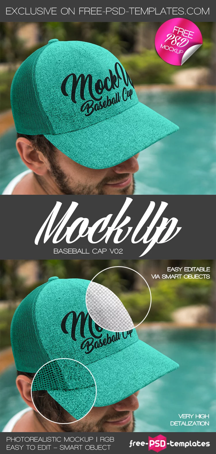Free Baseball Cap V02 Mock-up in PSD