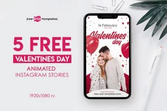 5 Free Animated Valentines Day Instagram Stories in PSD