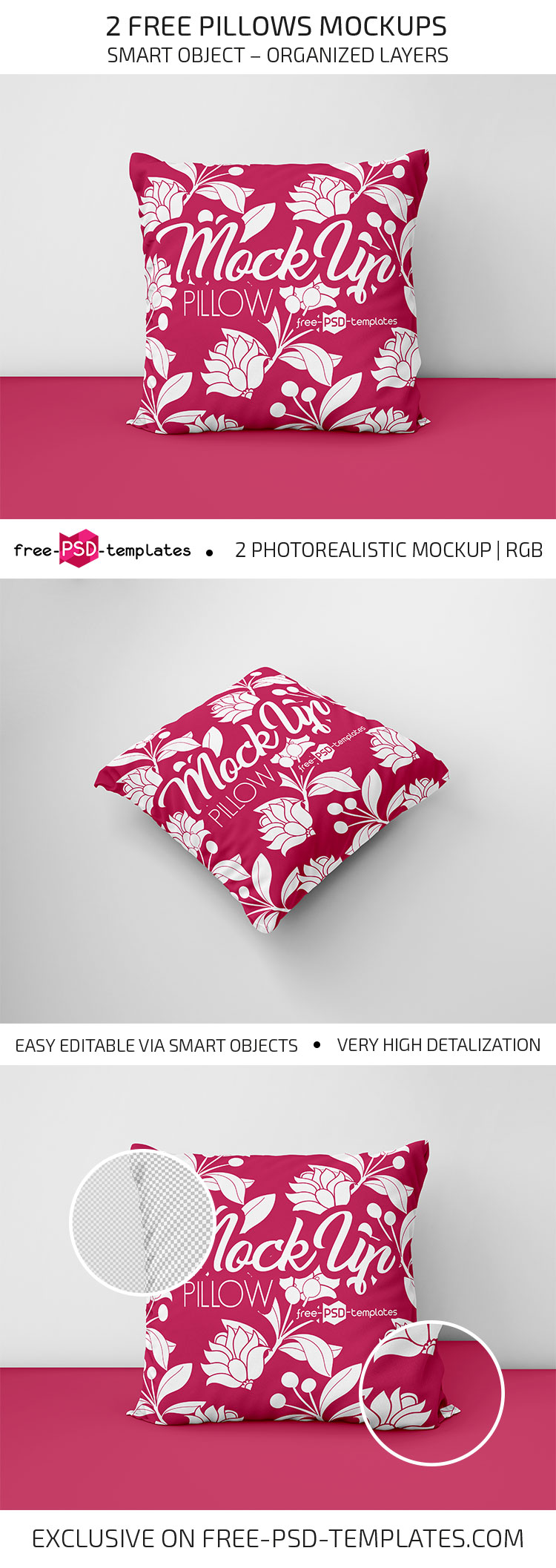 Download 2 Free Pillows Mockups Free Psd Templates