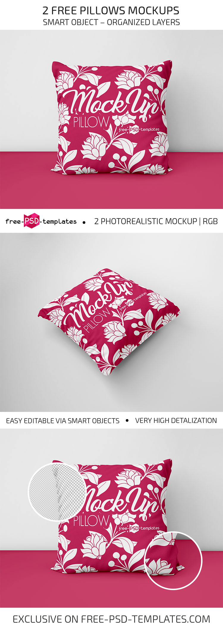 2 Free Pillows Mockups   Free PSD Templates