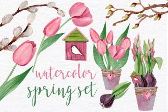 Free Spring Set Watercolor