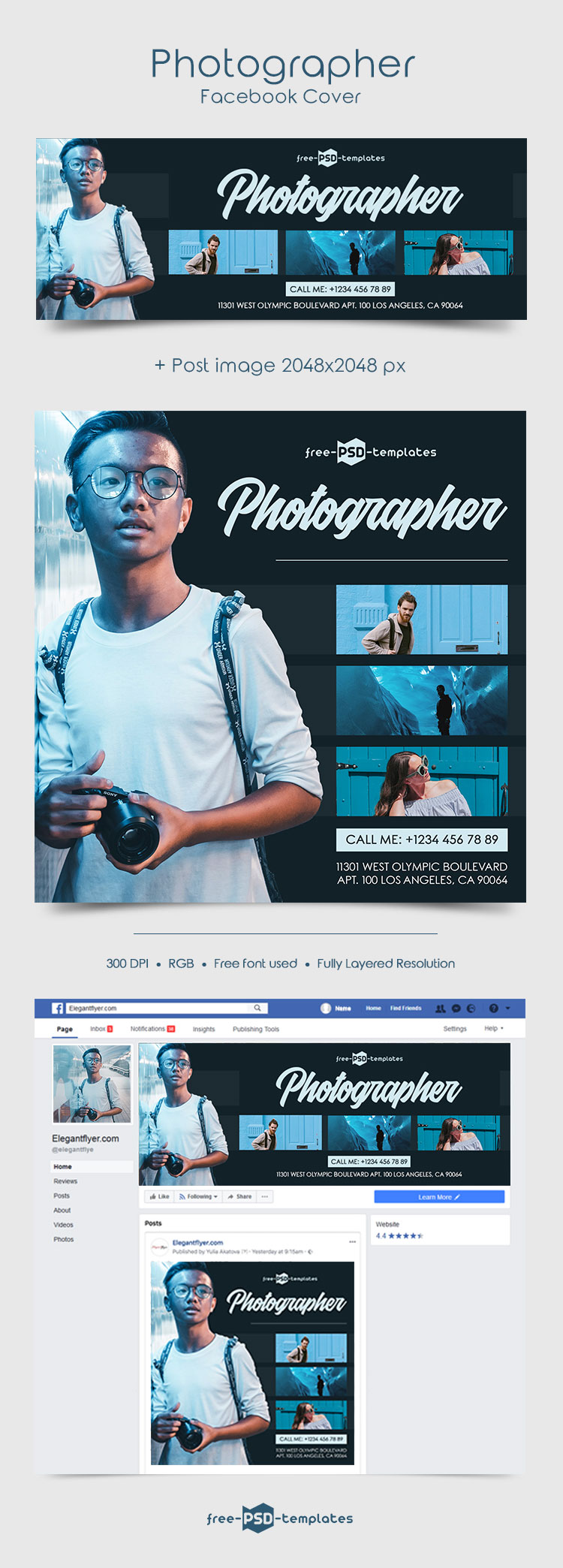 Free Photographer Facebook Cover  Free PSD Templates