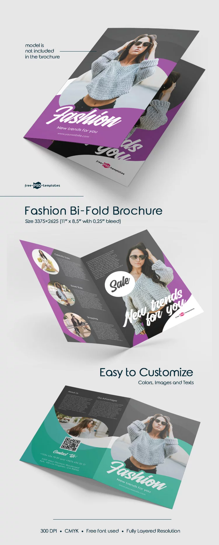 Free Fashion Bi-Fold Brochure in PSD