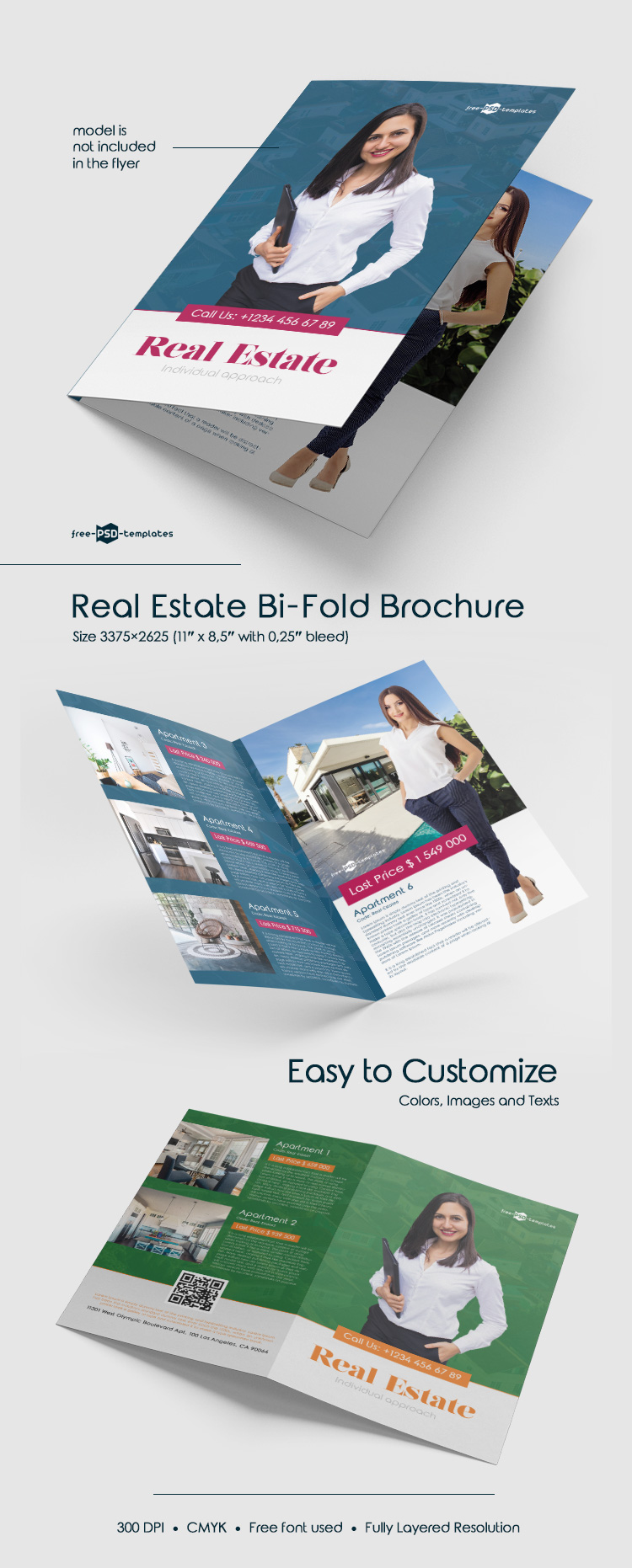 Free Real Estate Bi-Fold Brochure in PSD  Free PSD Templates In Real Estate Brochure Templates Psd Free Download