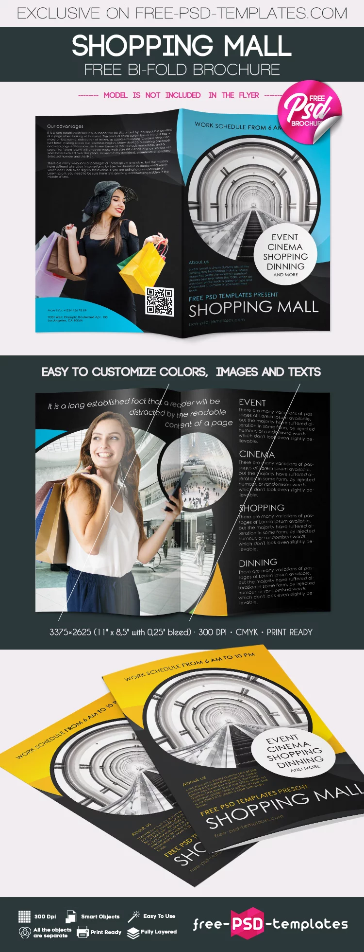 Free Shopping Bi-Fold Brochure Template (PSD)