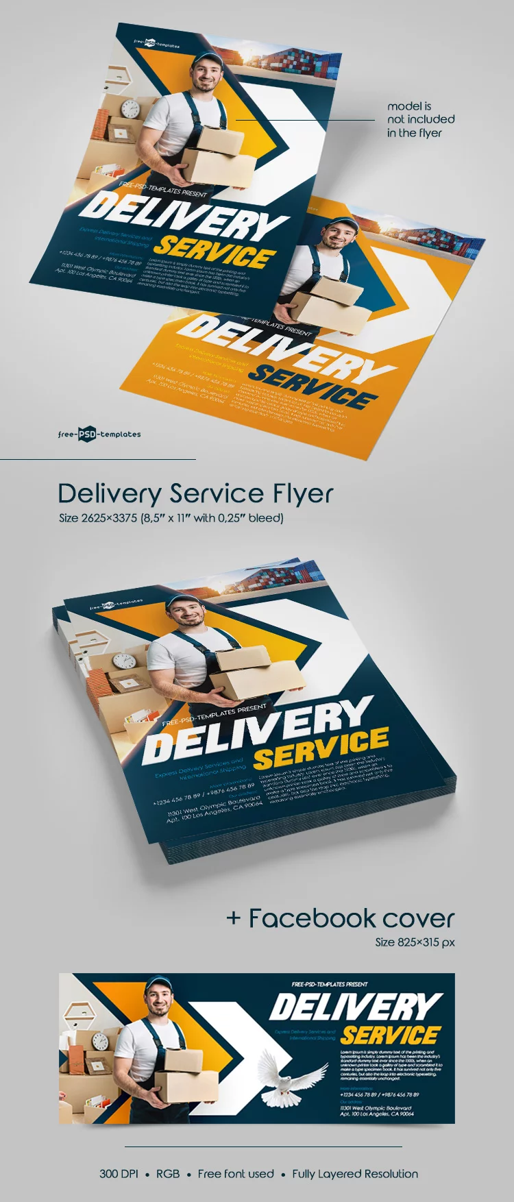 Free Delivery Service Flyer in PSD