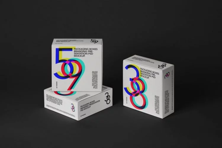 PSD Square Boxes Packaging Mockup 2