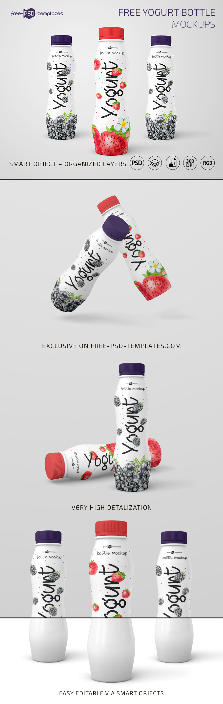 Download 3 Free Yogurt Bottle Mockups Free Psd Templates