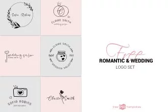 Free Vector Logo Set Romantic & Wedding