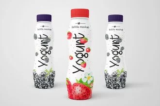 3 Free Yogurt Bottle Mockups