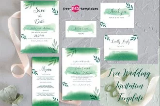 Free Wedding  Invitation Template Green