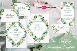 Free Wedding Watercolor Leaves Invitation