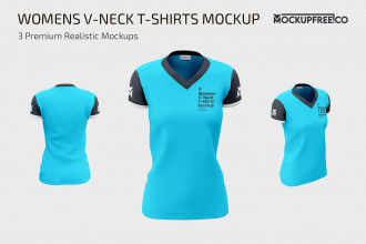 Womens V-Neck T-Shirts MockUp Set