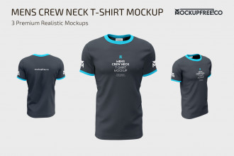 Men’s Crew Neck T-Shirts Mockup Set