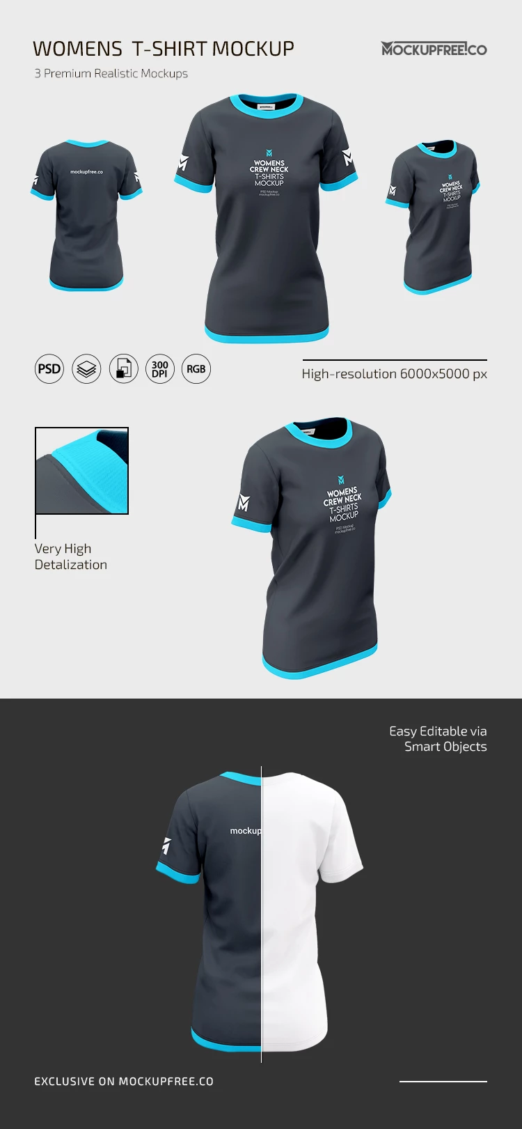 Premium PSD  Editable men's t-shirt psd mockup in black and gray activewear  ad