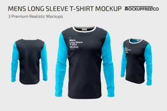 Men’s Long Sleeve T-Shirts Mockup Set