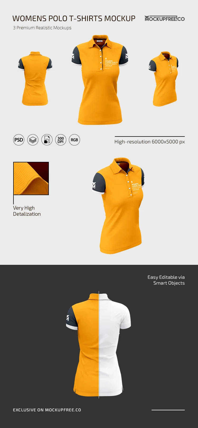 Womens Polo T-Shirts MockUp Set – Free PSD Templates