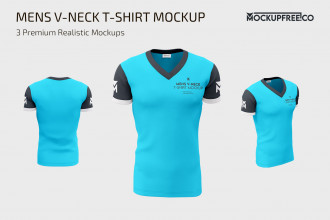 Men’s V-Neck T-Shirts Mockup Set