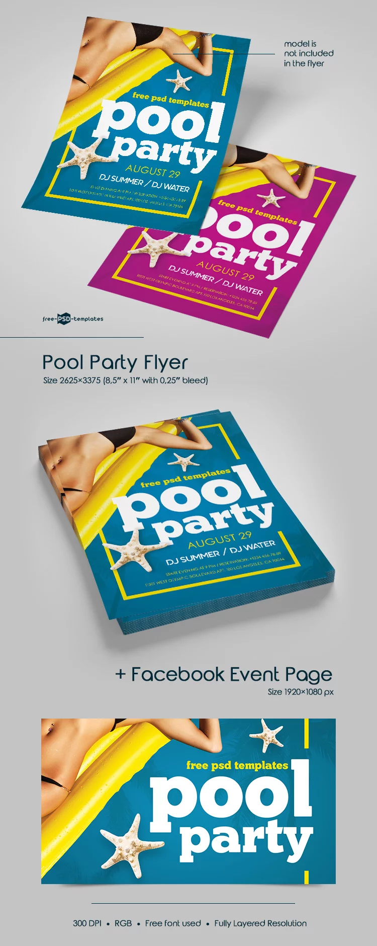 Free Pool Party Flyer in PSD