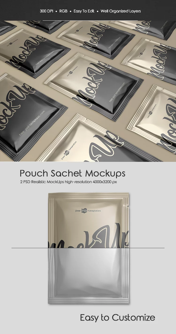 2 Free Pouch Sachet Mock-ups in PSD