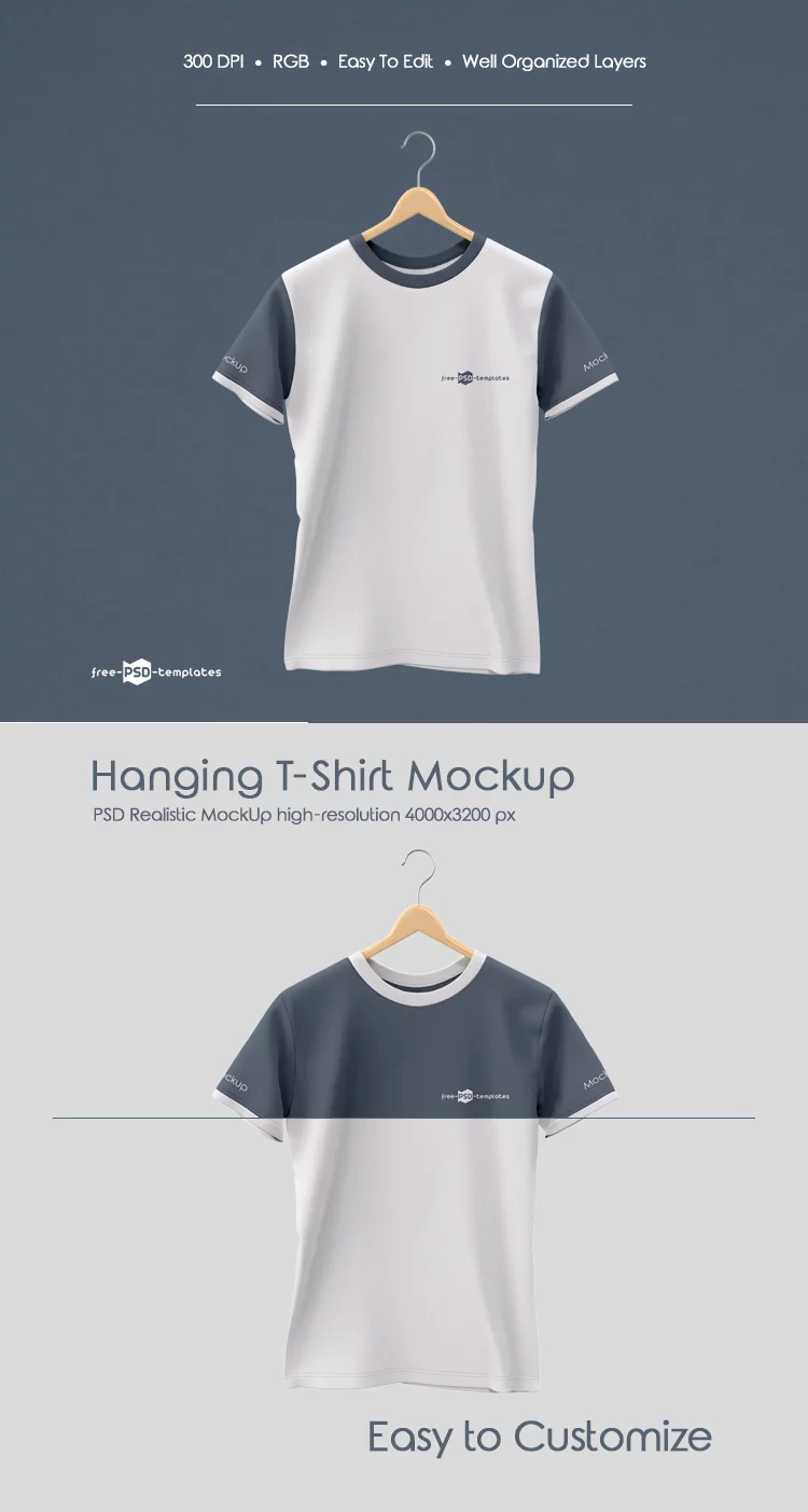 Free Hanging T-Shirt Mock-up in PSD
