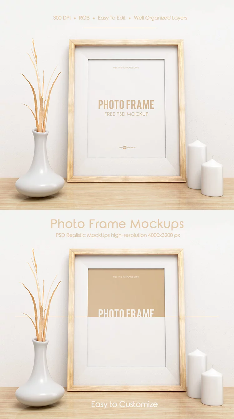 Free Photo Frame Mockup in PSD