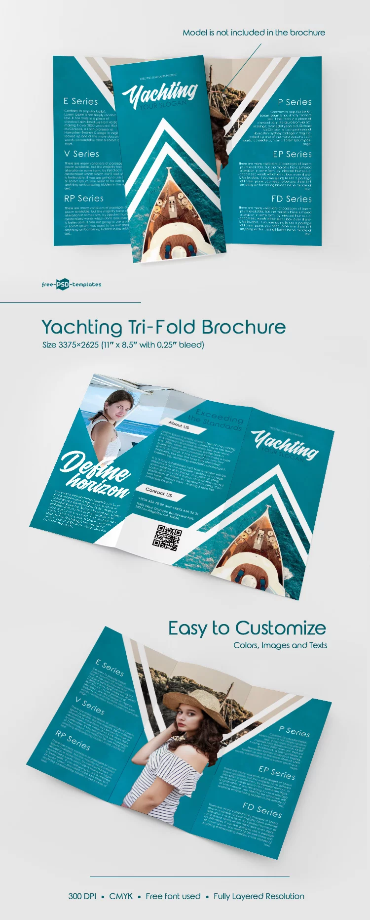 Free Yachting Tri-Fold Brochure in PSD
