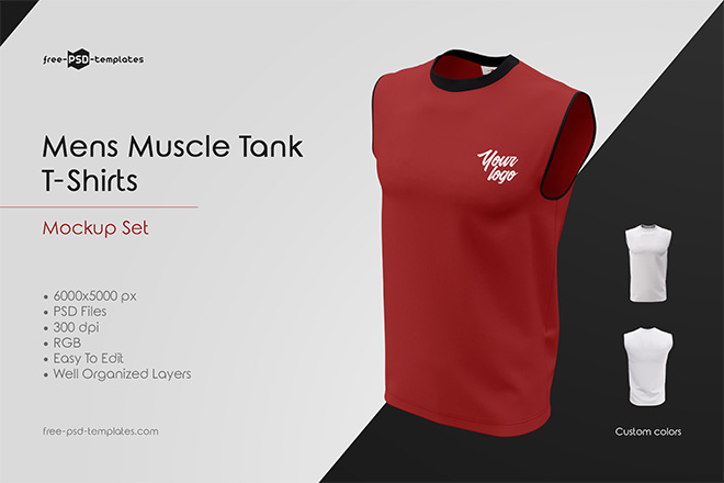 Download Mens Muscle Tank T Shirts Mockup Set Free Psd Templates