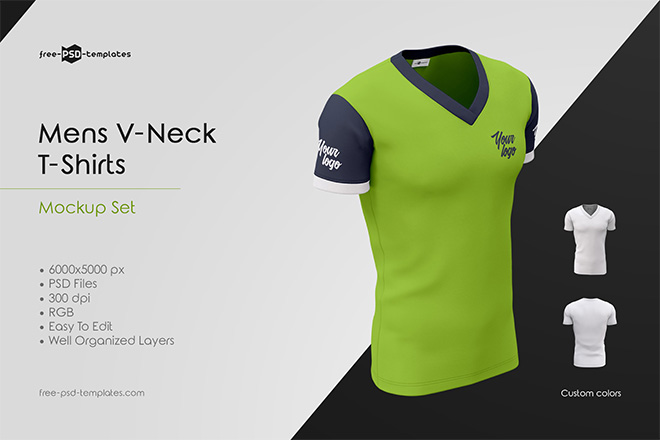 Download Mens V Neck T Shirts Mockup Set Free Psd Templates