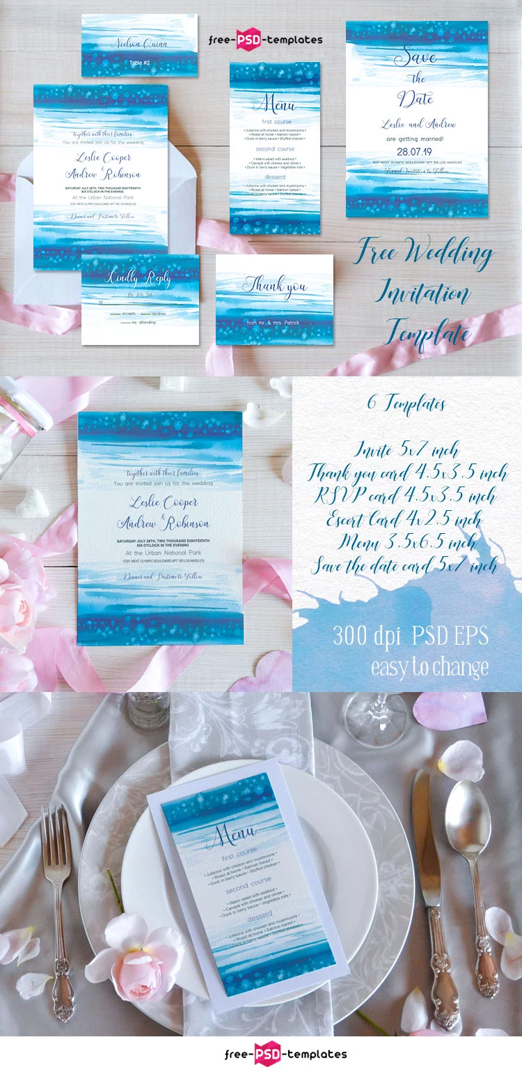 Free Sea Wedding Invitation Templates (PSD)