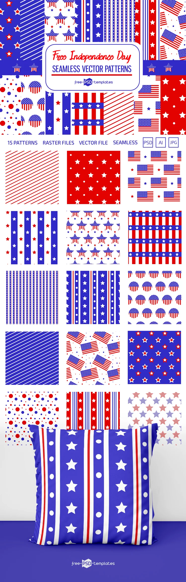 Free Vector Independence Day Patterns Set
