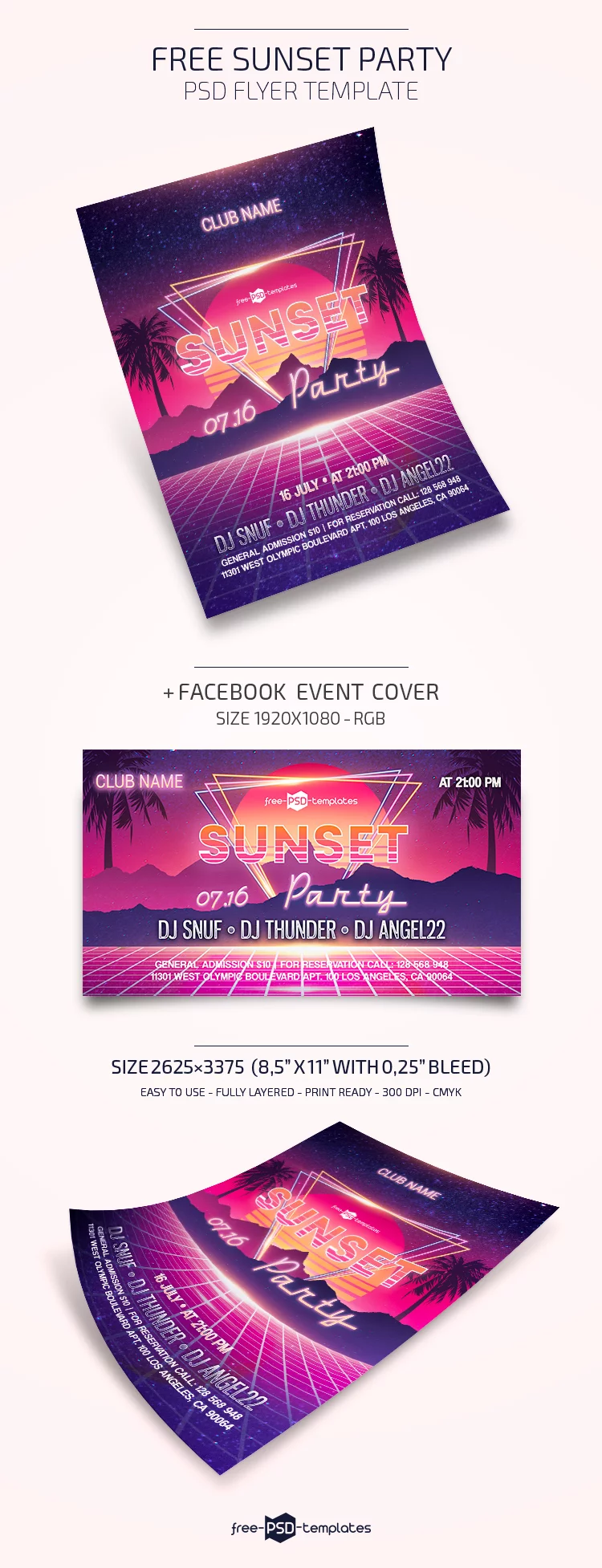 Free Sunset Party Flyer in PSD