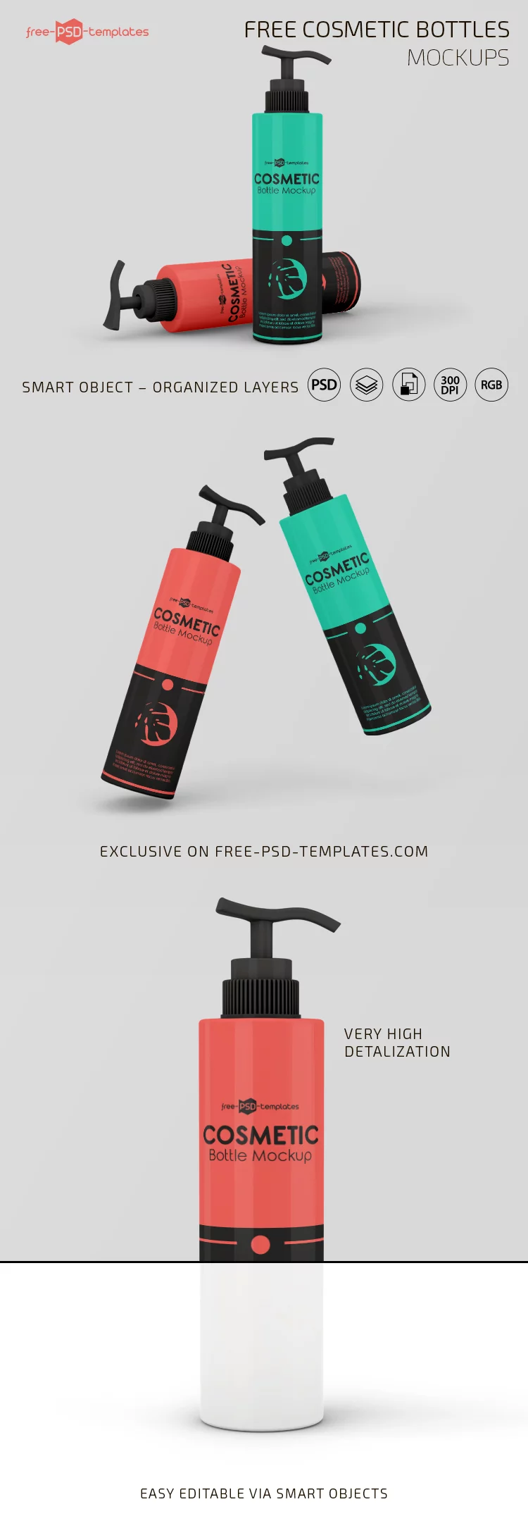 Free Cosmetic Bottles Mockups