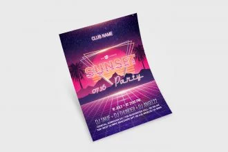 Free Sunset Party Flyer in PSD